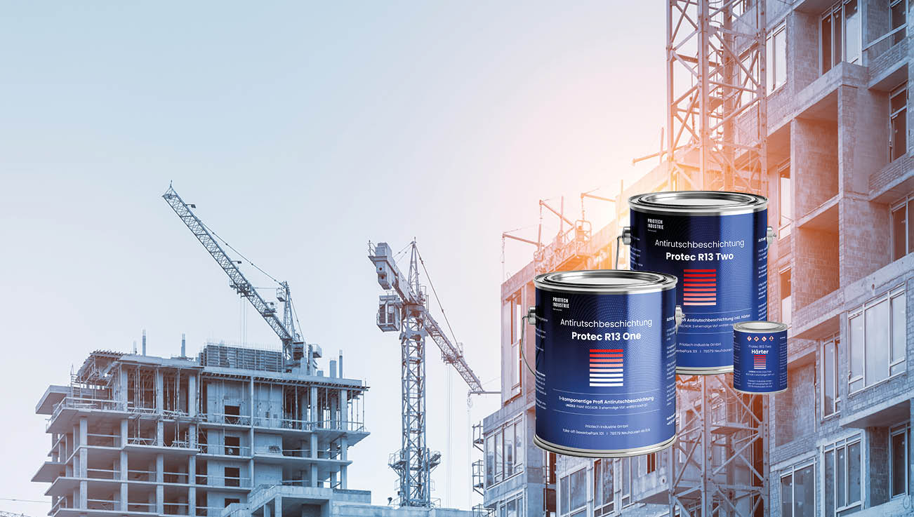 Baustelle mit Protec R13 Antirutschbeschichtung
