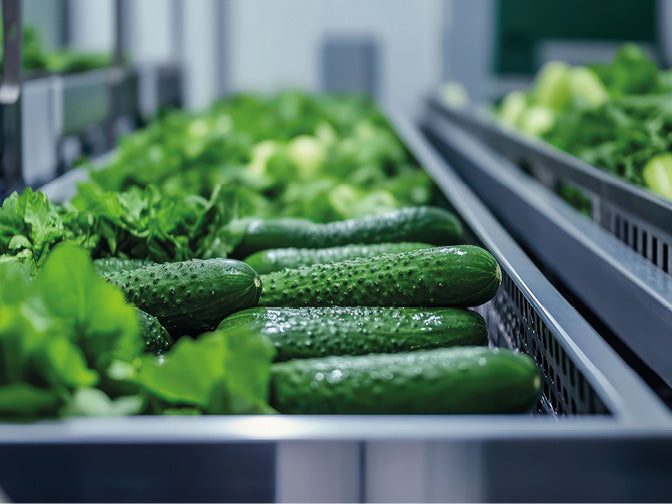 Gurken in einer Lebensmittel-Fabrik