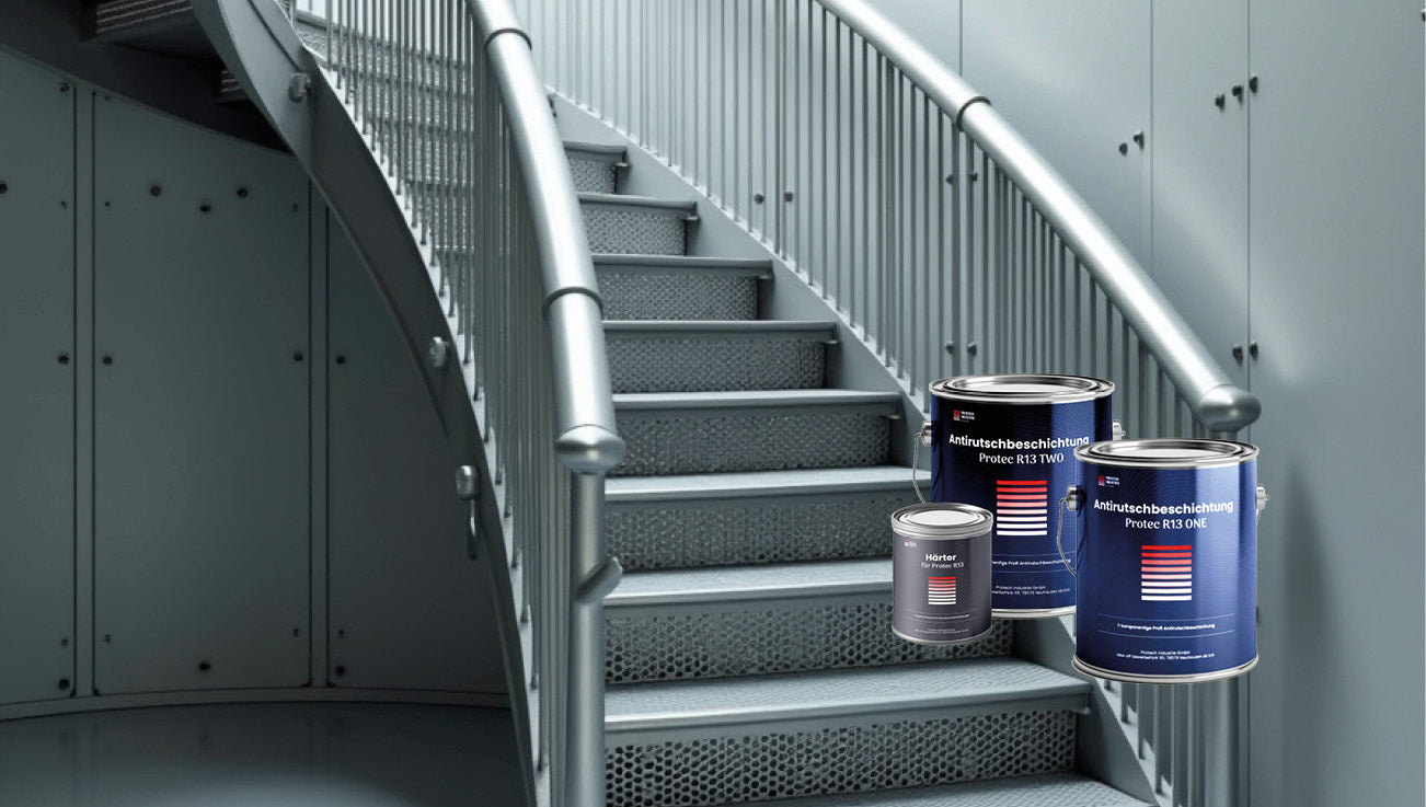Metalltreppe mit Priotech Antirutschbeschichtung