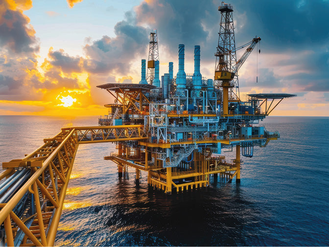 Öl und Gasplattform im Meer