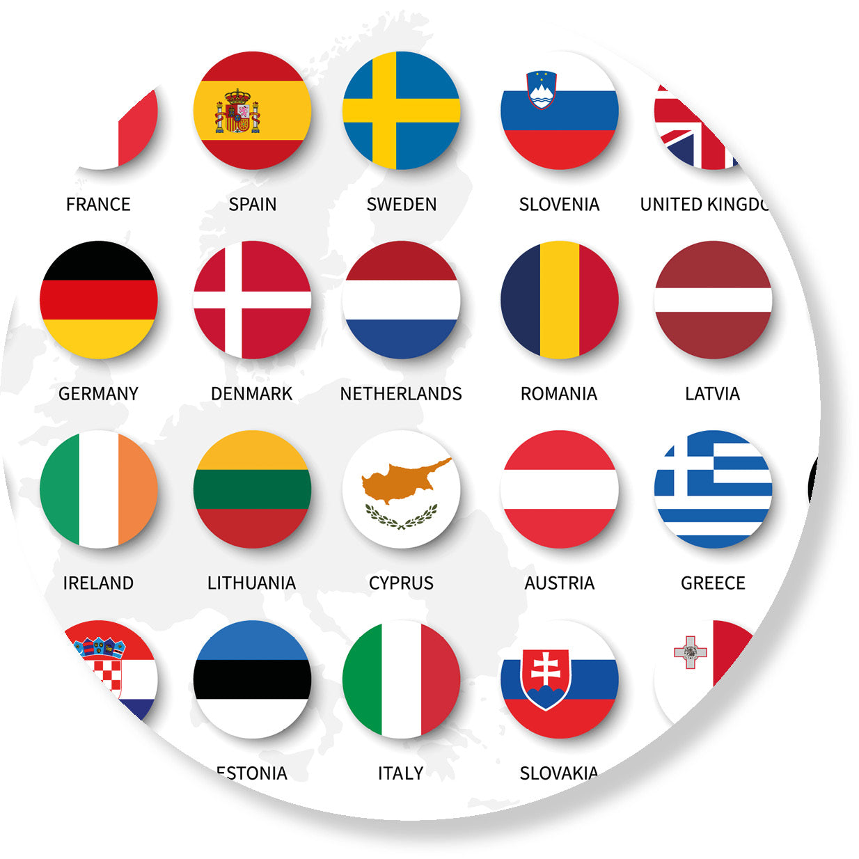 Rundes Bild mit Flaggen der EU Staaten