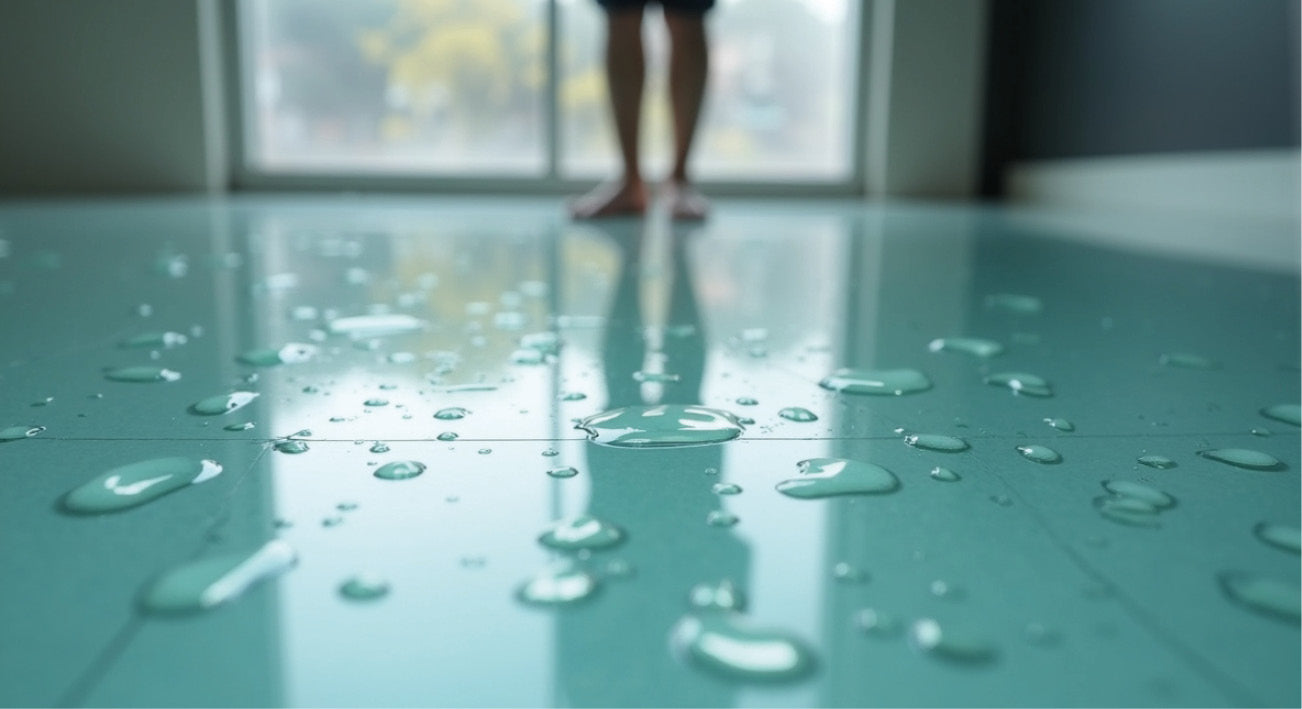 Nasser Boden aus Glas